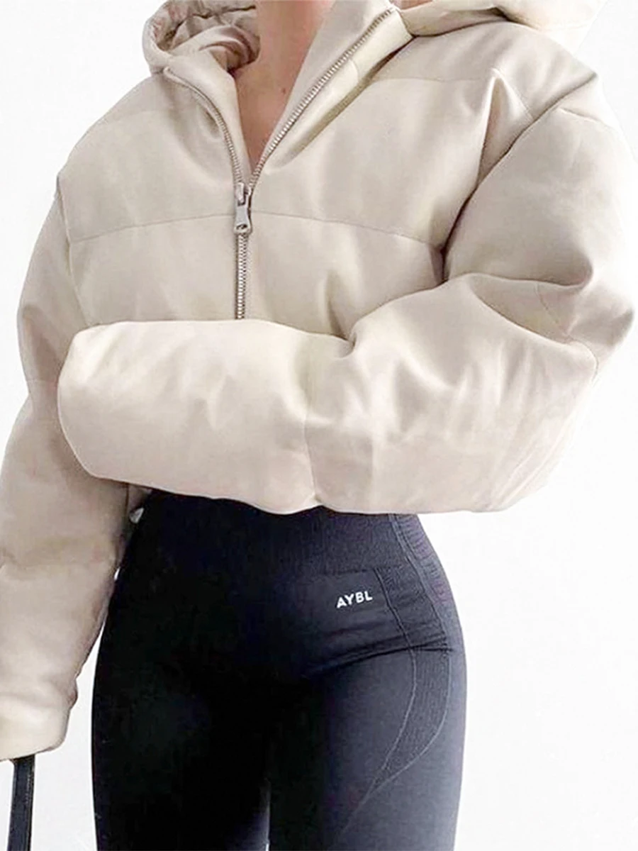 Women s Puffer Crop Hood Coat Solid Color Long Sleeve Zipper Closure Loose Warm Thicken Overcoat Jacket for Winter
Women s Puffer Crop Hood Coat Solid Color Long Sleeve Zipper Closure Loose Warm Thicken Overcoat Jacket for Winter