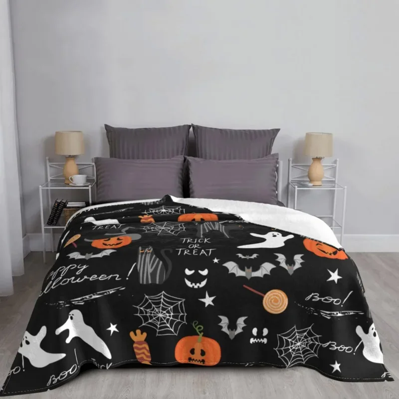 Bat Pumpkins Cats Flannel Printed Happy Halloween Multi-Function Throw Blankets For Home Bedroom Plush Thin Quilt 
Bat Pumpkins Cats Flannel Printed Happy Halloween Multi-Function Throw Blankets For Home Bedroom Plush Thin Quilt