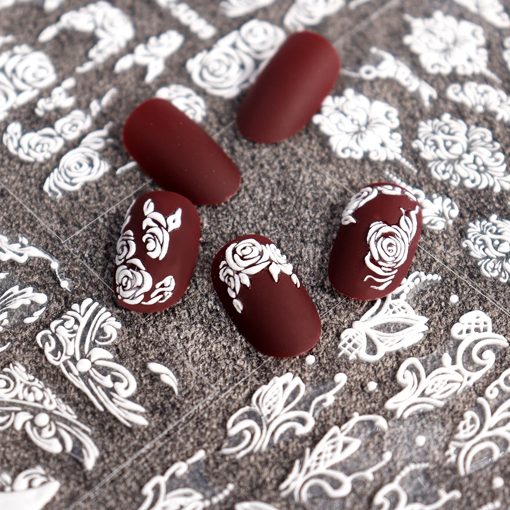 5D Nail Art Stickers Lace Flower Nail Decals White Stereoscopic Embossed Rose Sliders 5D Acrylic Flowers Engraved Flower Decals
5D Nail Art Stickers Lace Flower Nail Decals White Stereoscopic Embossed Rose Sliders 5D Acrylic Flowers Engraved Flower Decals