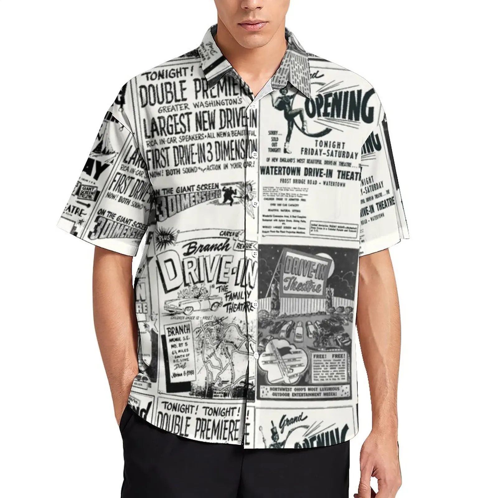Newspaper Adverts Vacation Shirt Movie Flyers Hawaiian Casual Shirts Male Fashion Blouses Short-Sleeved Print Clothes Plus Size
Newspaper Adverts Vacation Shirt Movie Flyers Hawaiian Casual Shirts Male Fashion Blouses Short-Sleeved Print Clothes Plus Size
