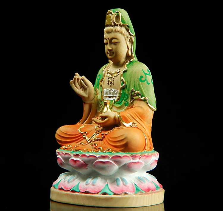 10CM Painted Guanyin Bodhisattva Small Figurines Wood Statue Crafts Buddha Boxwood Home Decoration Feng Shui Boat Decors
10CM Painted Guanyin Bodhisattva Small Figurines Wood Statue Crafts Buddha Boxwood Home Decoration Feng Shui Boat Decors