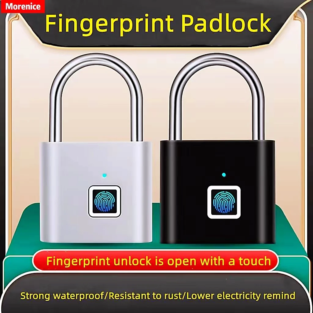 Black silver Keyless USB Rechargeable Door Lock Fingerprint Smart Padlock Quick Unlock Zinc alloy Metal effective dustproof and
Black silver Keyless USB Rechargeable Door Lock Fingerprint Smart Padlock Quick Unlock Zinc alloy Metal effective dustproof and