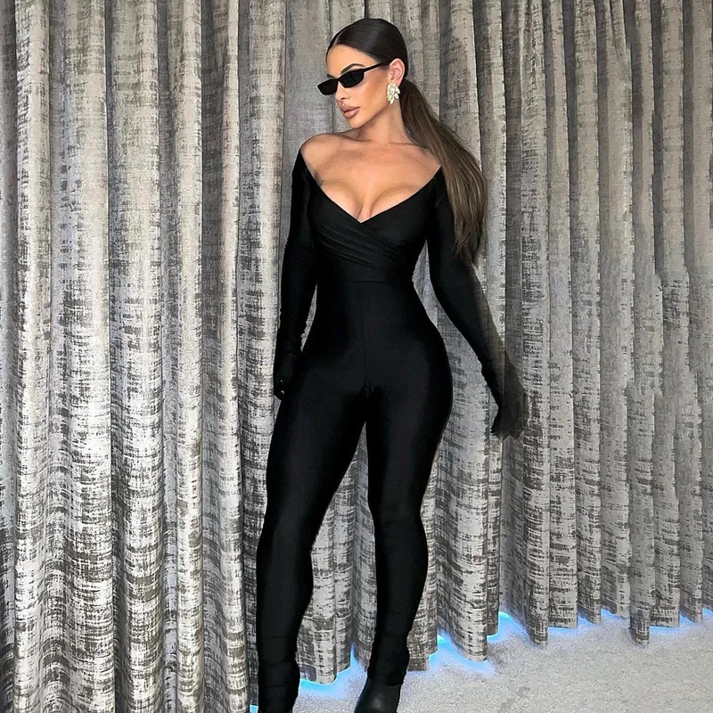 Женский Облегающий комбинезон, однотонный эластичный комбинезон с длинным рукавом и V-образным вырезом, Осень-зима 2022
Женский Облегающий комбинезон, однотонный эластичный комбинезон с длинным рукавом и V-образным вырезом, Осень-зима 2022