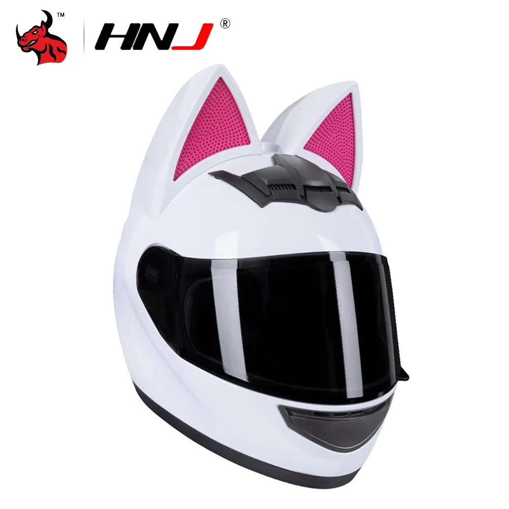 

Женский мотоциклетный шлем, Зимний мотоциклетный шлем с милыми кошачьими ушками, подарок девушке, сертифицированный в горошек, защитный и дышащий