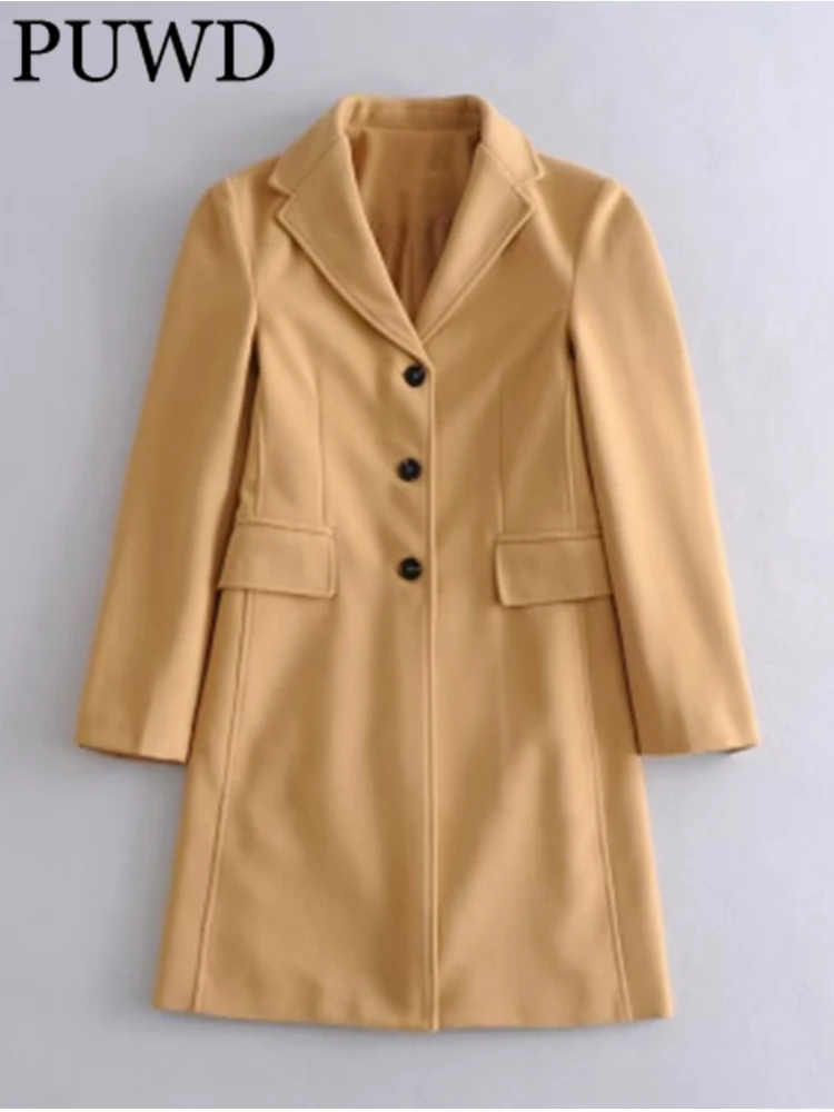 PUWD Women Elegant Single Breasted Lapel Woolen Coat 2022 Fall/Winter Vintage Long Sleeve With Pockets Female Outerwear Chic
PUWD Women Elegant Single Breasted Lapel Woolen Coat 2022 Fall/Winter Vintage Long Sleeve With Pockets Female Outerwear Chic