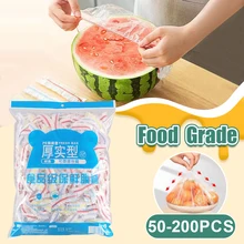 50/100/200pcs Disposable Food Cover Food Grade Fresh-keeping Plastic Bags Vegetable Fruit Bowl Cover Kitchen Storage Accessories