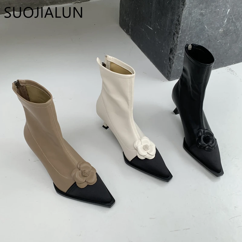 SUOJIALUN New Brand Women Short Boots Shoes Thin High Heel Ladies Elegant Ankle Boots Mix Color High Quality Chelsea Boots
SUOJIALUN New Brand Women Short Boots Shoes Thin High Heel Ladies Elegant Ankle Boots Mix Color High Quality Chelsea Boots