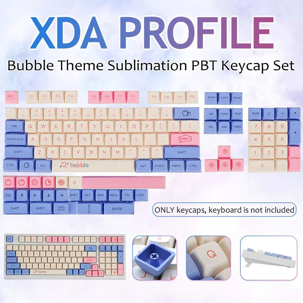 127 Keys / Set Cute Bubble Theme PBT Dye Subbed Key Caps for MX Switch Mechanical Keyboard Profile XDA Keycap for 64 68 84 980m
127 Keys / Set Cute Bubble Theme PBT Dye Subbed Key Caps for MX Switch Mechanical Keyboard Profile XDA Keycap for 64 68 84 980m