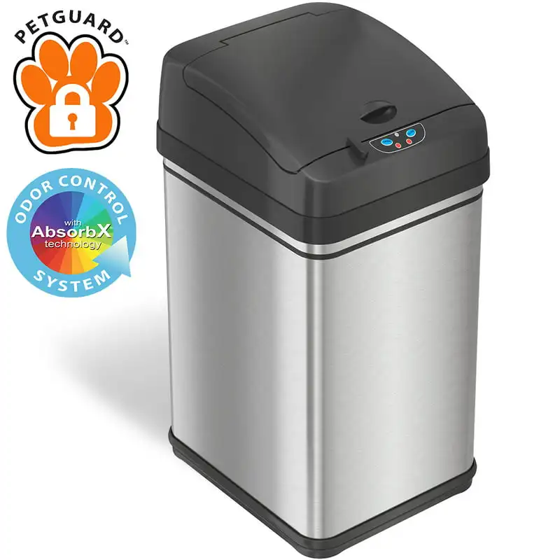 Gallon Pet-Proof Sensor Trash Can with AbsorbX Odor Filter System, Stainless Steel Kitchen
Gallon Pet-Proof Sensor Trash Can with AbsorbX Odor Filter System, Stainless Steel Kitchen