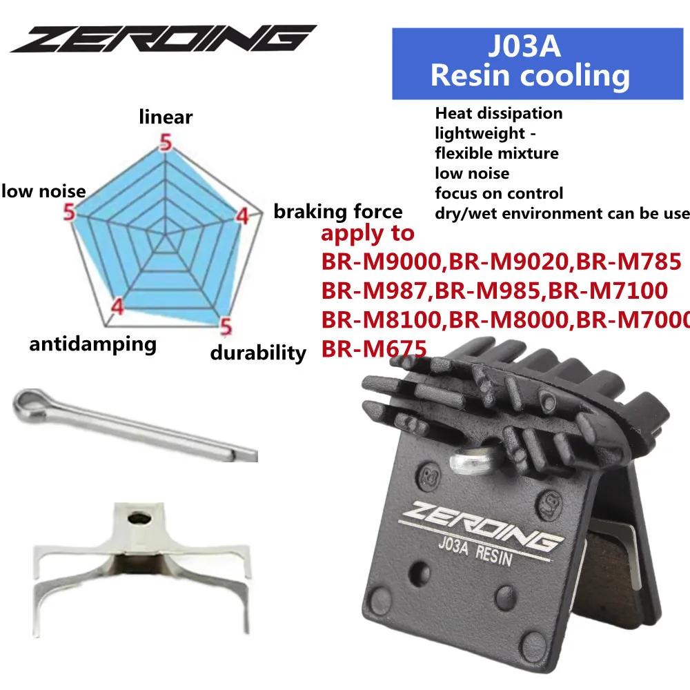 ZEROING Bicycle Brake Pads J03A MTB Bike Hydraulic Brake Pads Cooling Fin Ice For Shimano XT XTR SLX DEORE Bike Part Accessories 
ZEROING Bicycle Brake Pads J03A MTB Bike Hydraulic Brake Pads Cooling Fin Ice For Shimano XT XTR SLX DEORE Bike Part Accessories