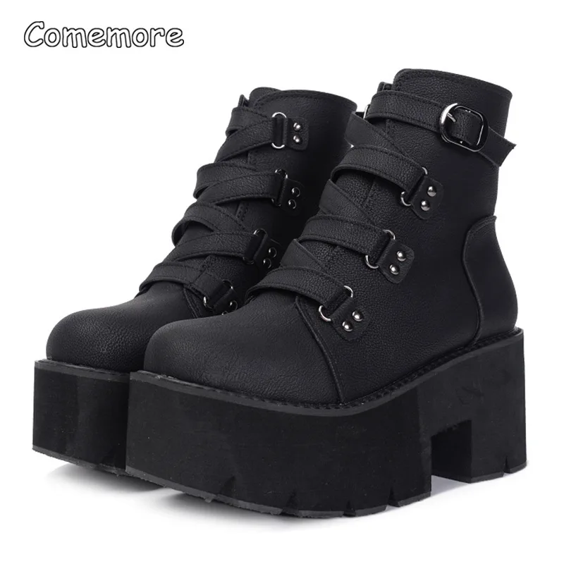 Comemore Women Platform Boot Rubber Sole Buckle Black Leather PU High Heels Shoes Woman Comfortable Spring Autumn Ankle Boots 42
Comemore Women Platform Boot Rubber Sole Buckle Black Leather PU High Heels Shoes Woman Comfortable Spring Autumn Ankle Boots 42