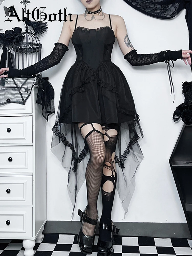 AltGoth Fairy Grunge Princess Dress Women Vintage Mall Goth Sweet Kawaii Lace Patchwork Spaghetti Strap High Waist A-line Dress
AltGoth Fairy Grunge Princess Dress Women Vintage Mall Goth Sweet Kawaii Lace Patchwork Spaghetti Strap High Waist A-line Dress