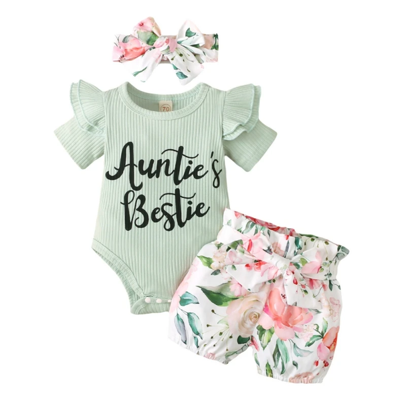 ETOSELL 3 Pcs/set Summer 0-18 Months Baby Girls Short Set Infant Outfits Letter Print Romper + Floral shorts + headband Set
ETOSELL 3 Pcs/set Summer 0-18 Months Baby Girls Short Set Infant Outfits Letter Print Romper + Floral shorts + headband Set