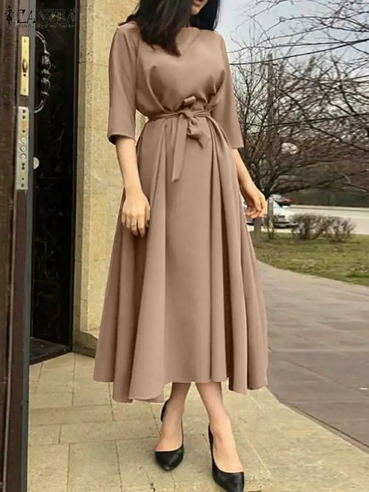 ZANZEA O-Neck Half Sleeve Sundress Women Summer Solid Midi Dress Femme Oversized Casual Elegant Office Work Beach Vestidos 2022 
ZANZEA O-Neck Half Sleeve Sundress Women Summer Solid Midi Dress Femme Oversized Casual Elegant Office Work Beach Vestidos 2022