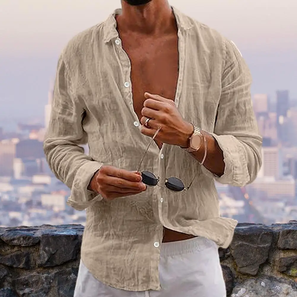Lightweight Men Top Breathable V-neck Lapel Shirt for Men Stylish Single Breasted Long Sleeve Top with Pleated Design Thin Solid
Lightweight Men Top Breathable V-neck Lapel Shirt for Men Stylish Single Breasted Long Sleeve Top with Pleated Design Thin Solid