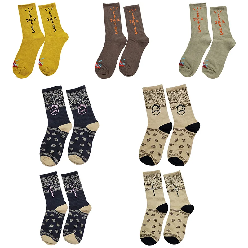 

Travis Scott Fashion Long Sports Socks Men's Women's Earth Color Spoof Grimace Pattern Cotton Long Socks