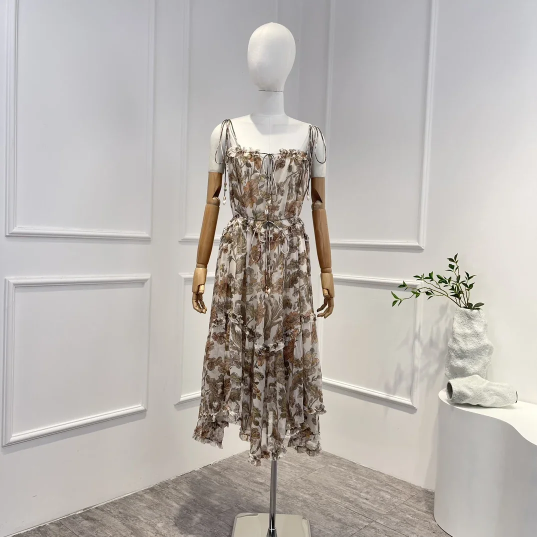 2023 New Floral Printing High Quality Summer Vintage Sleeveless Frill Slip Lace-up Woman Midi Dress
2023 New Floral Printing High Quality Summer Vintage Sleeveless Frill Slip Lace-up Woman Midi Dress