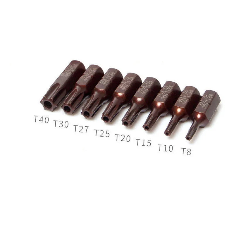 25mm Magnetic Electric Screwdriver Bit 1/4" Hex Shank Surface Bronze Rustproof Screwdriver Drill Bit Torx Screw Bit With Holes
25mm Magnetic Electric Screwdriver Bit 1/4" Hex Shank Surface Bronze Rustproof Screwdriver Drill Bit Torx Screw Bit With Holes