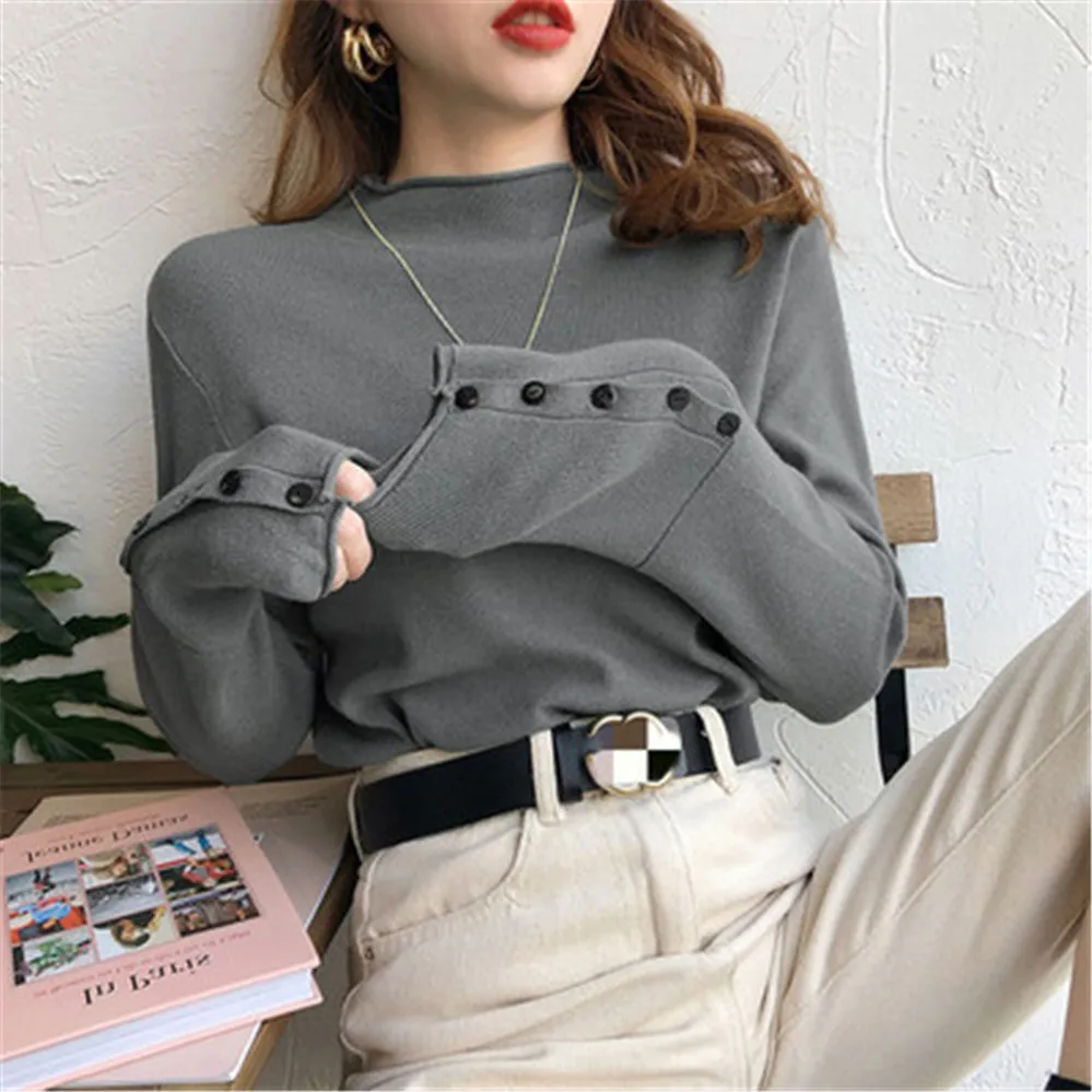 Sweater Women Knitted Pullover 2023 Autumn Winter Thick Sweater Long Sleeve Turtleneck Button Jumper Soft Warm Pull Femme
Sweater Women Knitted Pullover 2023 Autumn Winter Thick Sweater Long Sleeve Turtleneck Button Jumper Soft Warm Pull Femme