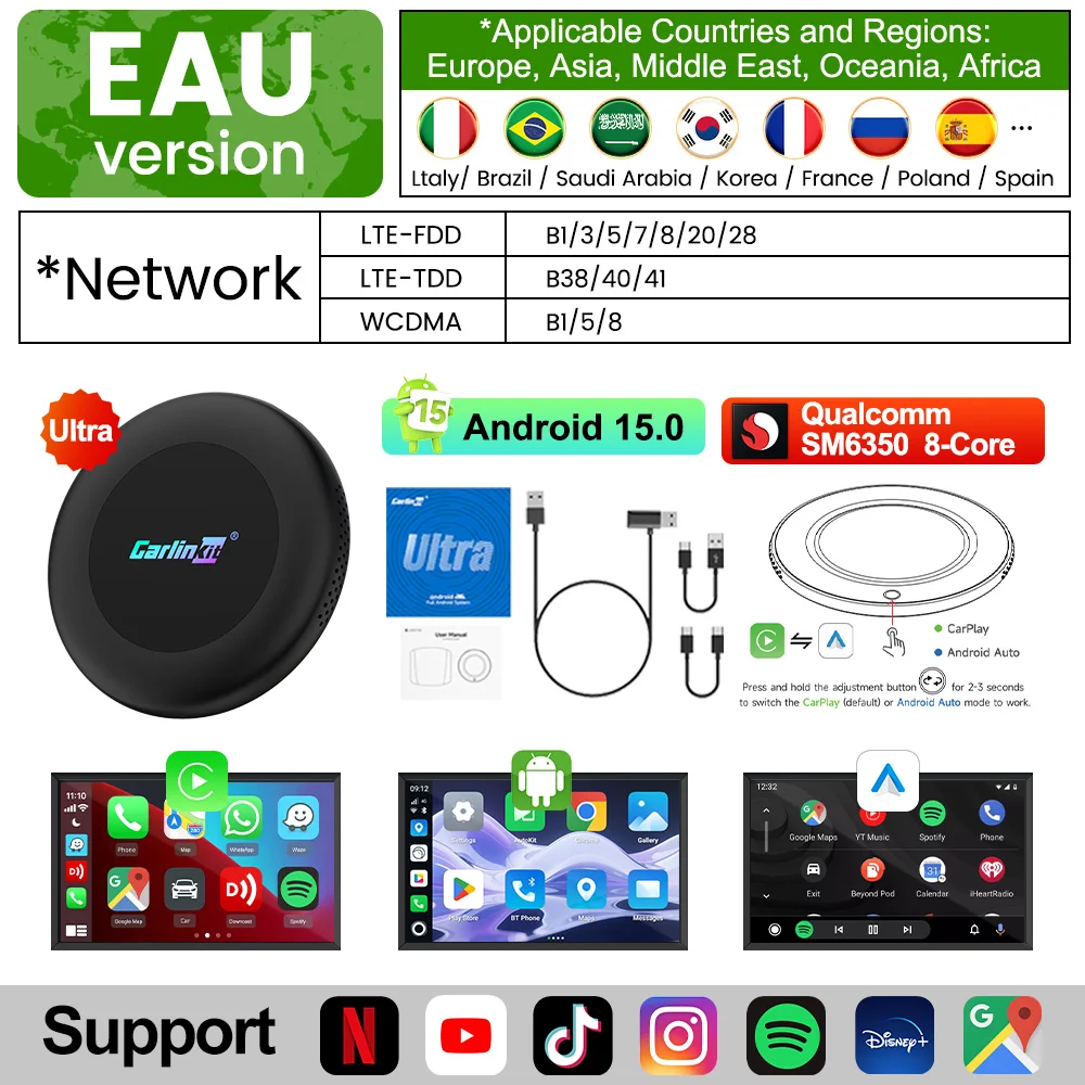 8G 128G CarlinKit CarPlay Беспроводная Android AUto AI Box Новый Android 15 Ultra2 Smart TV Box Поддержка Youtube/Netflix TF/...
8G 128G CarlinKit CarPlay Беспроводная Android AUto AI Box Новый Android 15 Ultra2 Smart TV Box Поддержка Youtube/Netflix TF/...