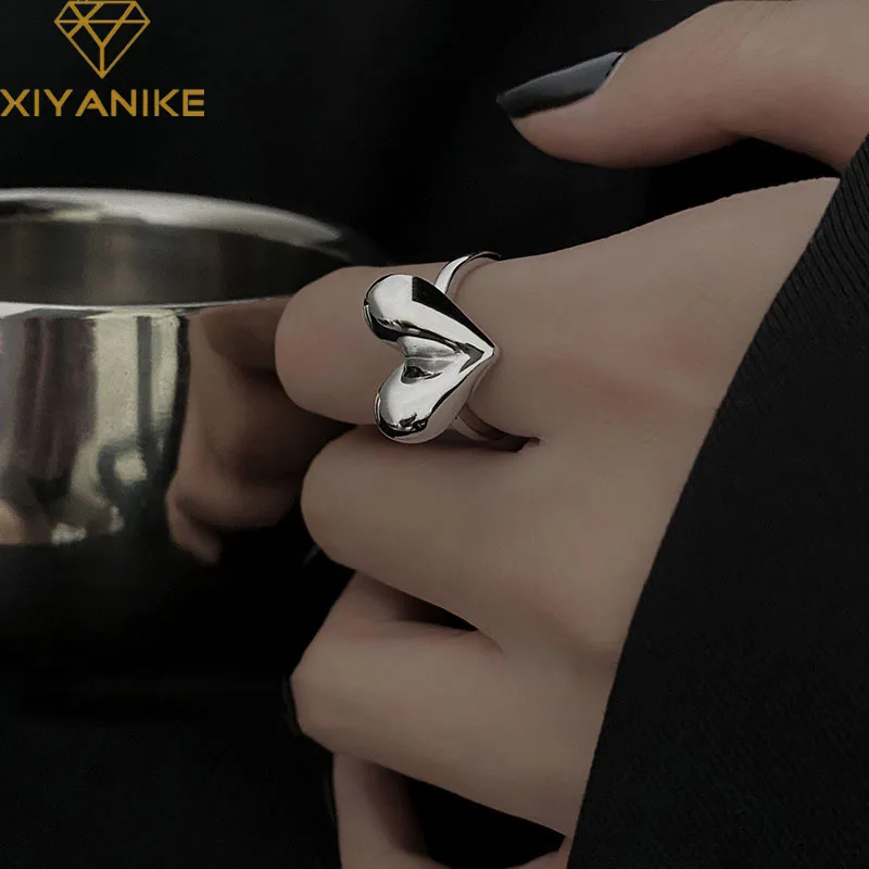 

DAYIN Sweet Cool Lovely Heart Cuff Finger Rings For Women Girl Luxury Fashion New Jewelry Friend Gift Party кольцо женское
