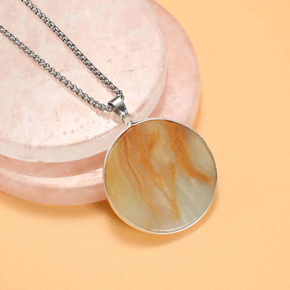 Natural Stone Necklace Sliver Plated Round Amazonite Stainless Steel Chain for Women Trendy Necklace Jewelry Party Gifts
Natural Stone Necklace Sliver Plated Round Amazonite Stainless Steel Chain for Women Trendy Necklace Jewelry Party Gifts