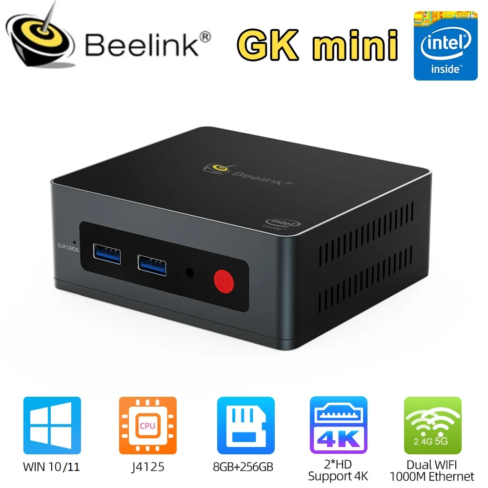 Beelink GK Мини Windows 11 мини ПК Intel J4125 DDR4 8 ГБ 128 Гб SSD 5G WiFi BT4.0 10 Pro ключ 4K игровой компьютер
