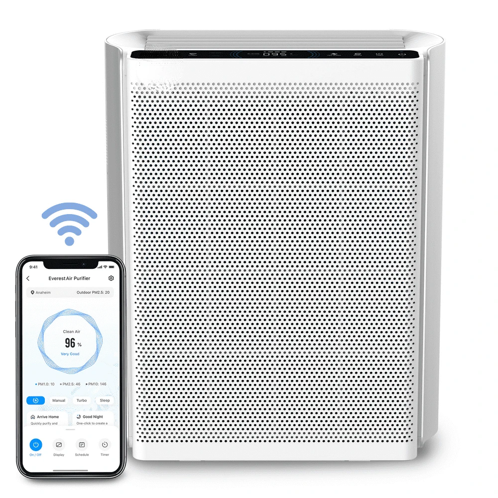 Purifier for Extra-Large Rooms (1395 Sq. Ft), HEPA Air Cleaner with PM1/PM2.5/PM10 Monitor, EverestAir™, Silver / White
Purifier for Extra-Large Rooms (1395 Sq. Ft), HEPA Air Cleaner with PM1/PM2.5/PM10 Monitor, EverestAir™, Silver / White