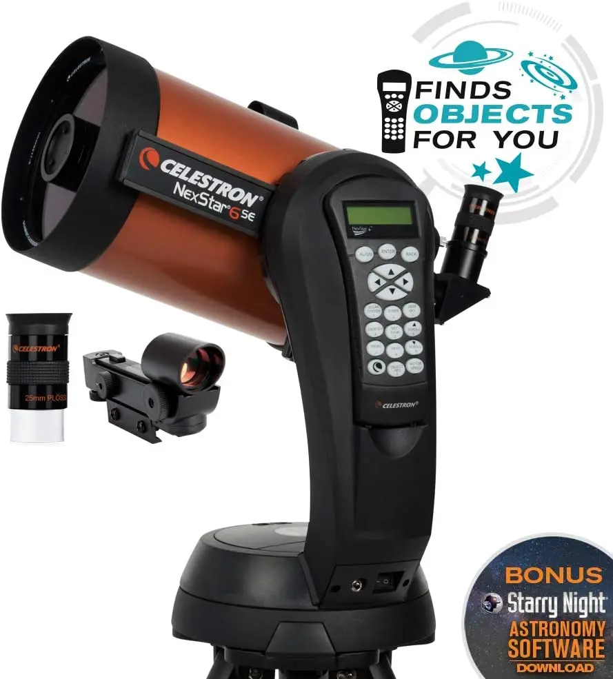 Астрономический телескоп Celestron NexStar 6SE 150 мм f/10, Шмидт-Cassegrain, фотография, 6-дюймовое первичное зеркало 
Астрономический телескоп Celestron NexStar 6SE 150 мм f/10, Шмидт-Cassegrain, фотография, 6-дюймовое первичное зеркало