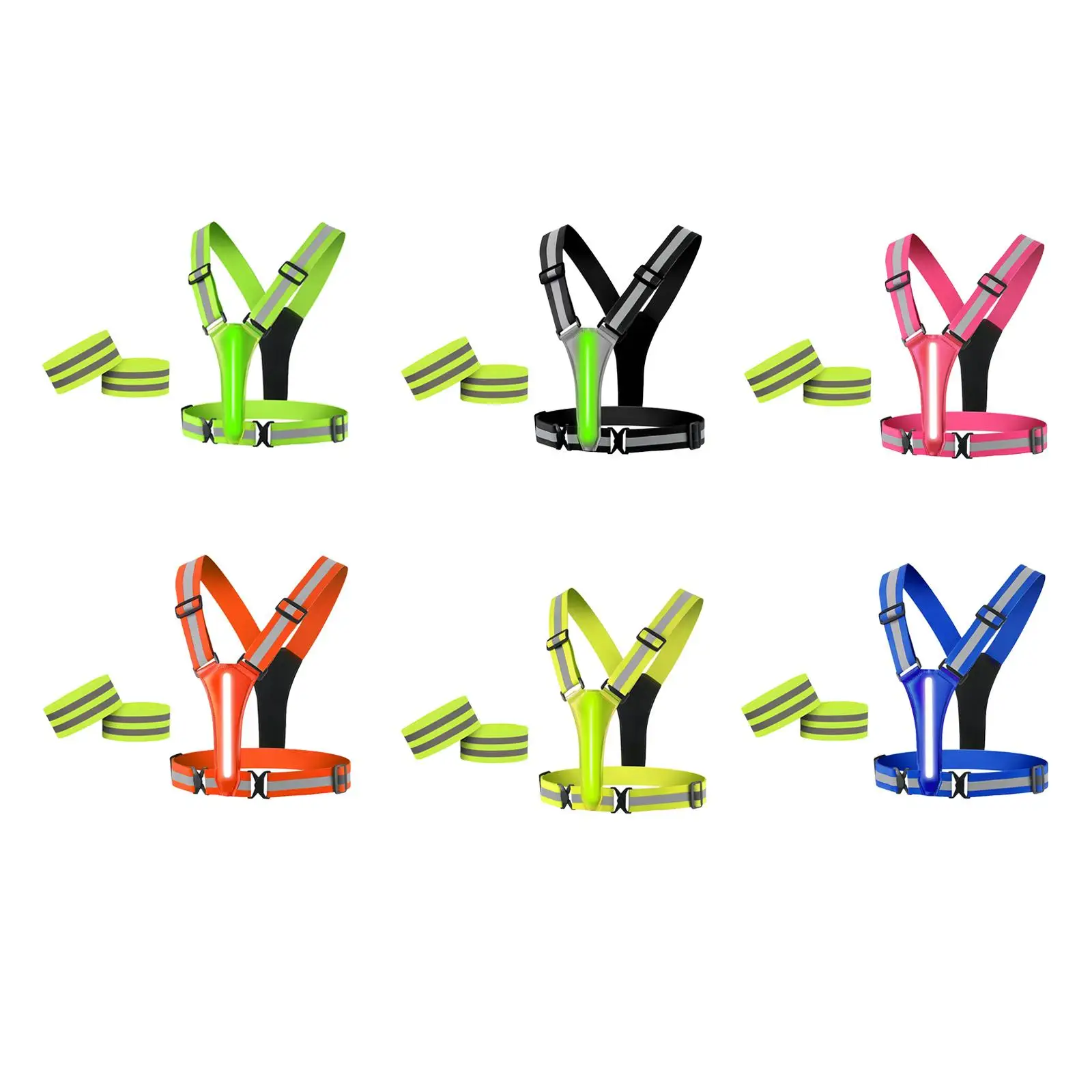 Adjustable LED Reflective Vest Safety Vest Double Side LED Strips Glowing Reflector Straps for Runner Outdoor Cycling Sports 
Adjustable LED Reflective Vest Safety Vest Double Side LED Strips Glowing Reflector Straps for Runner Outdoor Cycling Sports