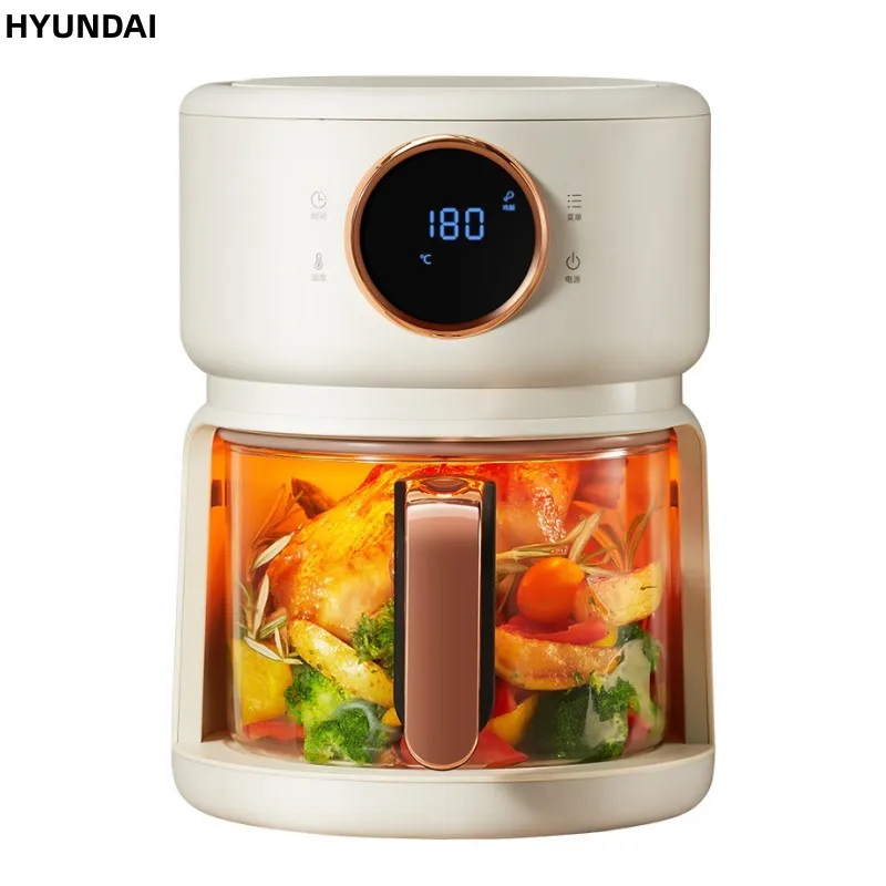 

HYUNDAI Air Fryer 4L Household Visual Oil-free Air Fryer 360 ° Hot Air Circulation Intelligent Touch Screen Electric Fryer