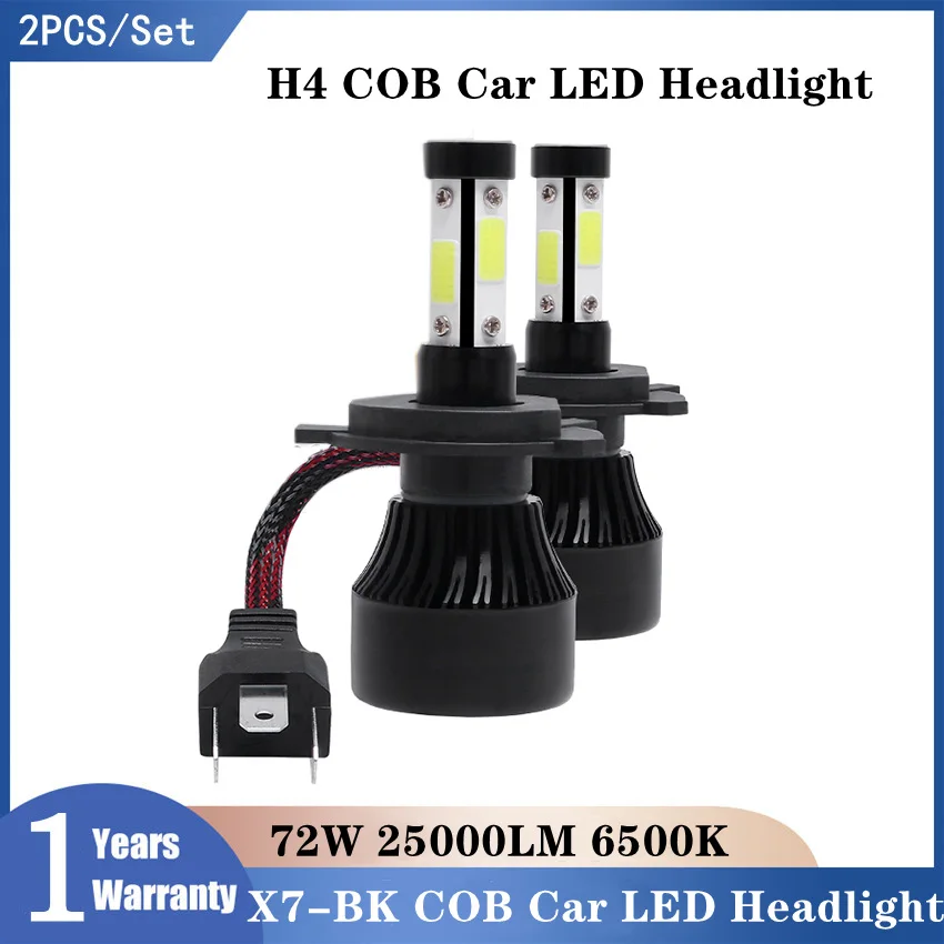 

X7-BK Car Lights H11 H7 9005 9006 COB Car LED Headlight Bulbs H4 Hi-Lo Beam 72W 25000LM 6500K HB3 HB4 Super Bright Auto Headlamp
