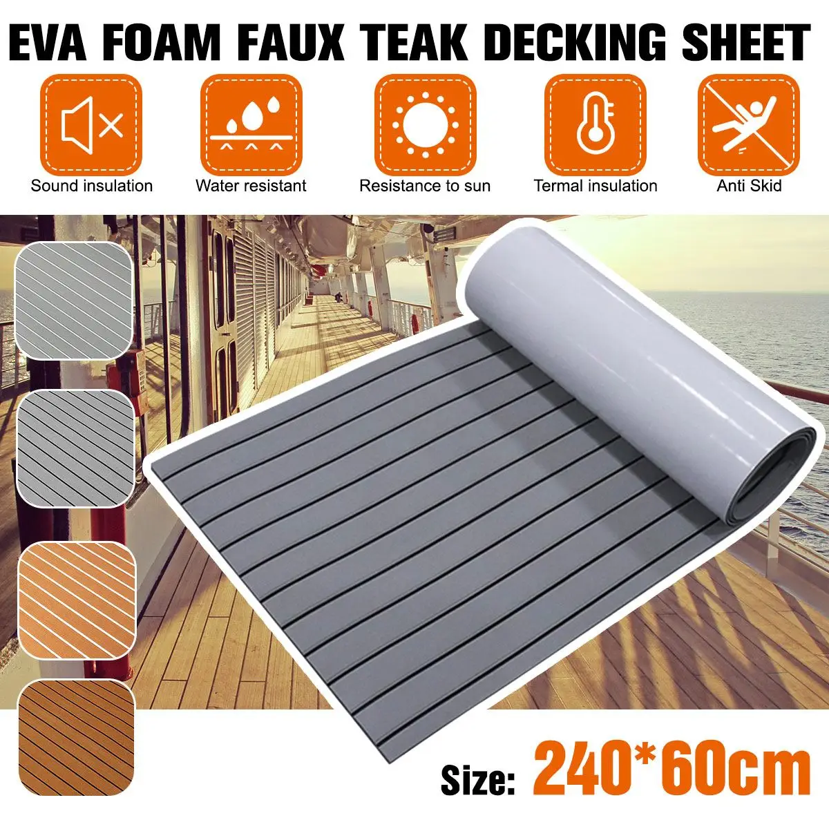 600/900x2400x5 мм EVA пенопластовый настил из искусственного тика для лодки, коричневый палубный лист, напольное покрытие для яхты, нескользящий коврик, самоклеящийся коврик для транспортного средства
600/900x2400x5 мм EVA пенопластовый настил из искусственного тика для лодки, коричневый палубный лист, напольное покрытие для яхты, нескользящий коврик, самоклеящийся коврик для транспортного средства