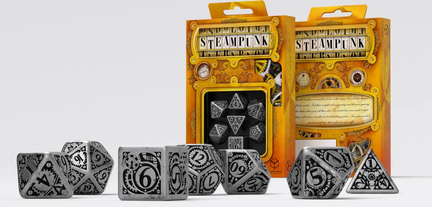 

Metal Steampunk Dice Set offered by Publisher Services