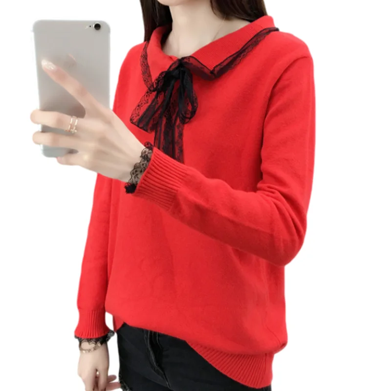 Women Knitted Sweater Pullover 2022 Autumn Winter Korean Lace Doll Collar Fake Two Knitwear Bottoming Shirt Ladies Tops H1101
Women Knitted Sweater Pullover 2022 Autumn Winter Korean Lace Doll Collar Fake Two Knitwear Bottoming Shirt Ladies Tops H1101