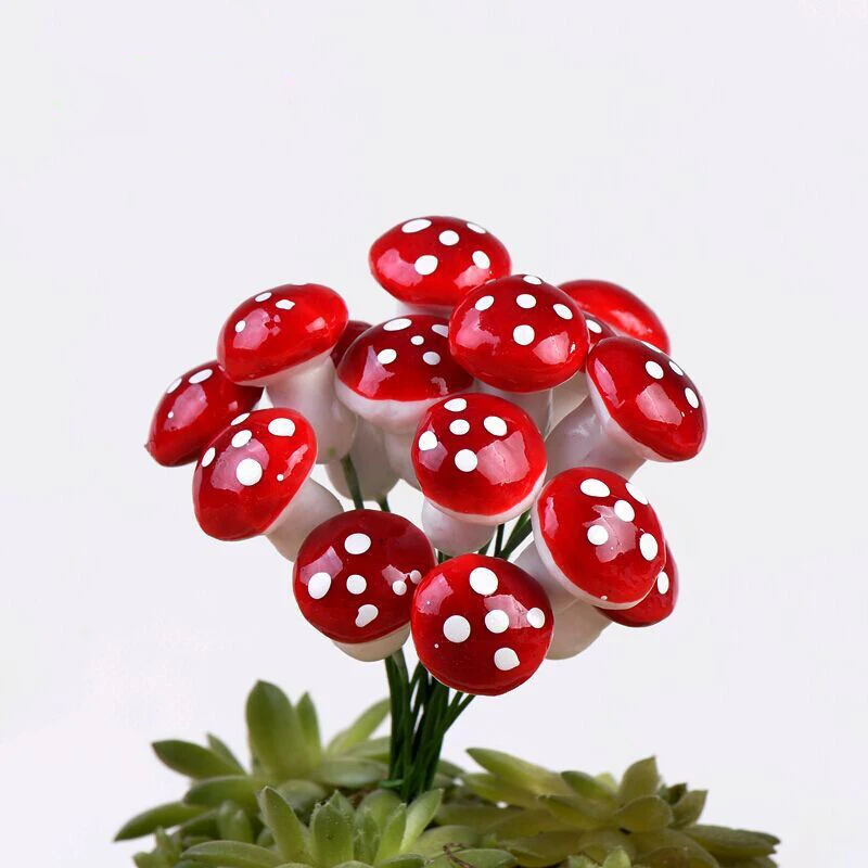 

10 Pieces Simulation 3cm Cute Spotted Mini Mushrooms Colorful Micro Landscape Ornaments Garden Moss Decoration Crafts