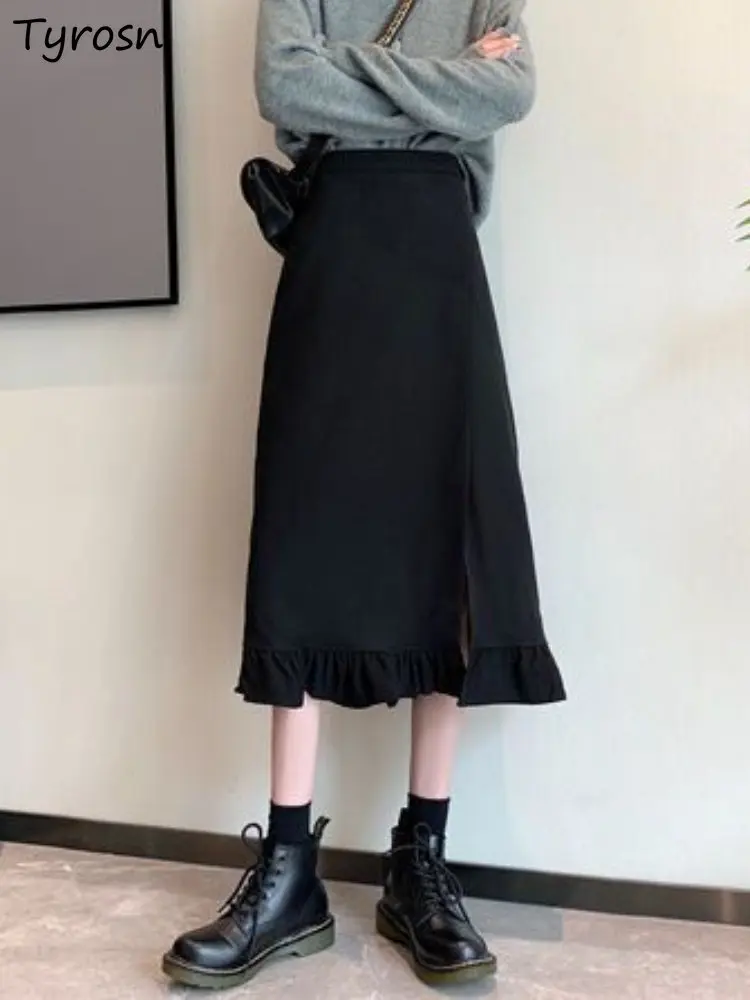 Skirts Women Solid Elegant Design Ruffles Summer Leisure All-match High Waist Ladies Side Slit Fashion Cozy Korean Style A-line
Skirts Women Solid Elegant Design Ruffles Summer Leisure All-match High Waist Ladies Side Slit Fashion Cozy Korean Style A-line