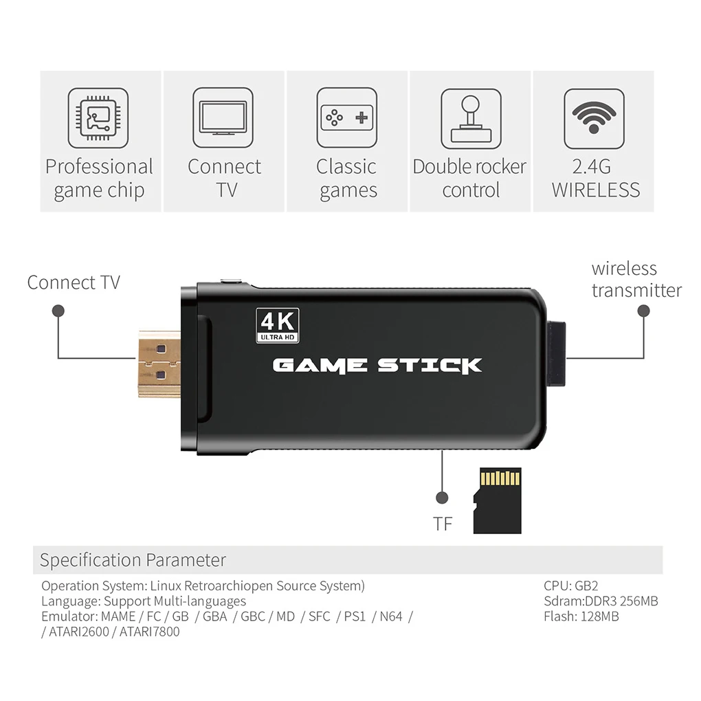 Portable 4K TV Video Game Console With 2.4G Wireless Controller Support CPS PS1 Classic Games Retro Game Console 32G 64G
Portable 4K TV Video Game Console With 2.4G Wireless Controller Support CPS PS1 Classic Games Retro Game Console 32G 64G