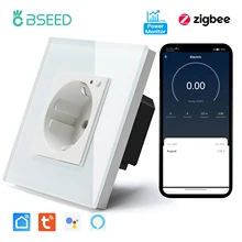 BSEED Single ZigBee Energy Monitor Wall Sockets Double Smart Meter Sockets Google Smart Life App Control Alexa Triple Sockets EU