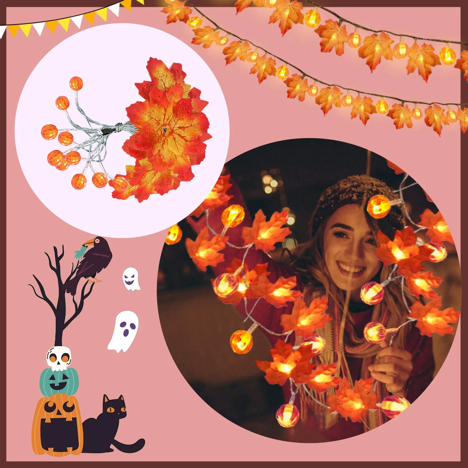 LED Maple Pumpkin String Lights For Halloween Yard Party Room Decorative Lights
LED Maple Pumpkin String Lights For Halloween Yard Party Room Decorative Lights