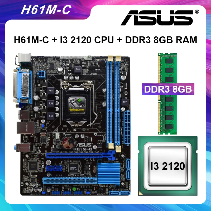 ASUS H61M-C Motherboard 1155 Motherboard 1155 DDR3 With I3 2120 CPU Processor DDR3 8GB RAM Motherboard Set Intel H61 PCI-E X16
ASUS H61M-C Motherboard 1155 Motherboard 1155 DDR3 With I3 2120 CPU Processor DDR3 8GB RAM Motherboard Set Intel H61 PCI-E X16