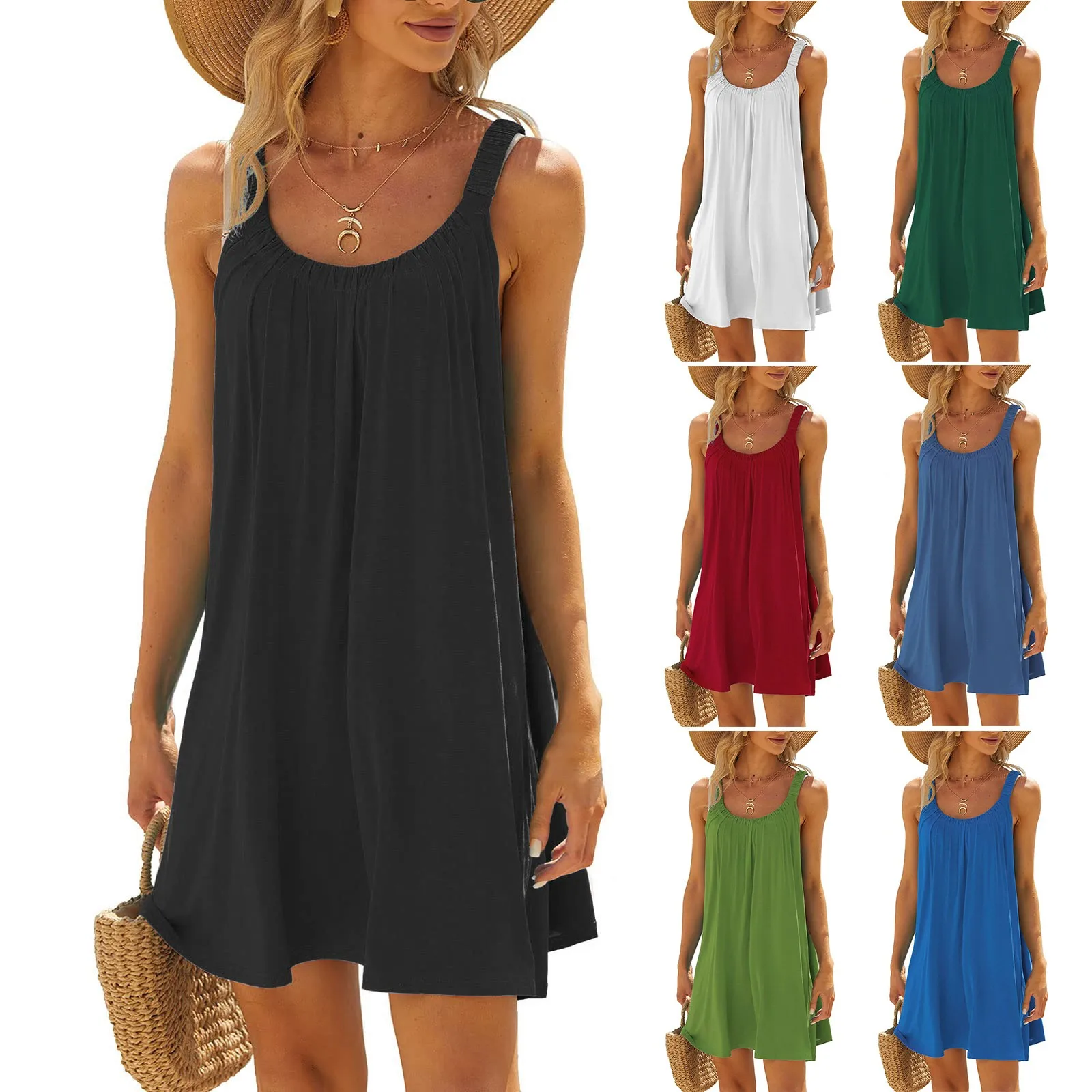 Women Summer Spaghetti Strap Boho Beach Dress Solid Color Loose Vacation Beach Cami Dress Ladies Sleeveless Tshirt Tank Sundress
Women Summer Spaghetti Strap Boho Beach Dress Solid Color Loose Vacation Beach Cami Dress Ladies Sleeveless Tshirt Tank Sundress