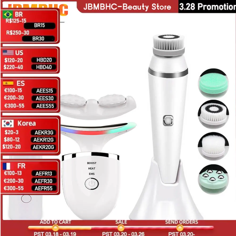 4in1 Silicone Face Cleansing Brush Sonic Exfoliating LED Facial Lift Device Face Neck Massager Skin Rejuvenation Wrinkle Remover
4in1 Silicone Face Cleansing Brush Sonic Exfoliating LED Facial Lift Device Face Neck Massager Skin Rejuvenation Wrinkle Remover
