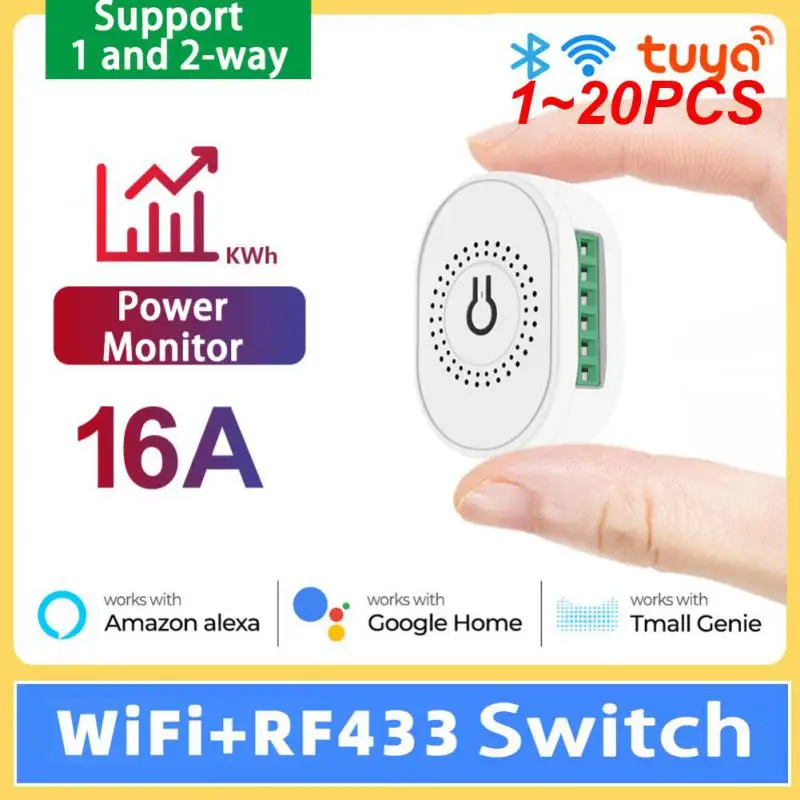 1~20PCS Tuya 16A Wifi + RF 433 Mini Switch With Power Mornitor Double-way Timer Relay Smart Life Breaker Work With Alexa Google
1~20PCS Tuya 16A Wifi + RF 433 Mini Switch With Power Mornitor Double-way Timer Relay Smart Life Breaker Work With Alexa Google