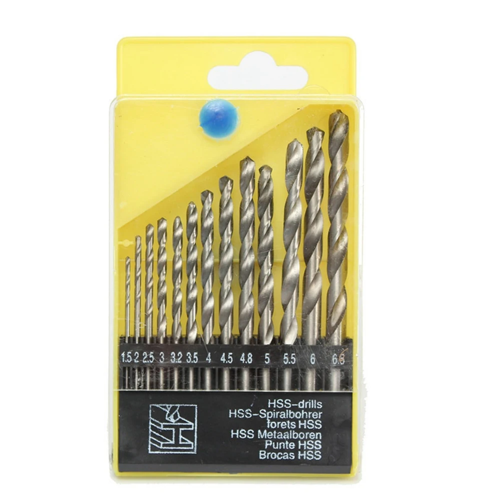 13pc 1.5-6.5mm Round Shank Twist Drill Bit Set Hole Cutter High Speed Steel For Wood Metal Drilling Bench Drill Woodworking Tool
13pc 1.5-6.5mm Round Shank Twist Drill Bit Set Hole Cutter High Speed Steel For Wood Metal Drilling Bench Drill Woodworking Tool