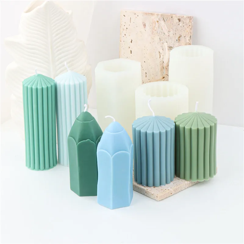 

Pencil Head Cylindrical Stripes 3D Aroma Candle Mold DIY Silicone Mold Aromatherapy Handmade Soap Candle Making Mould