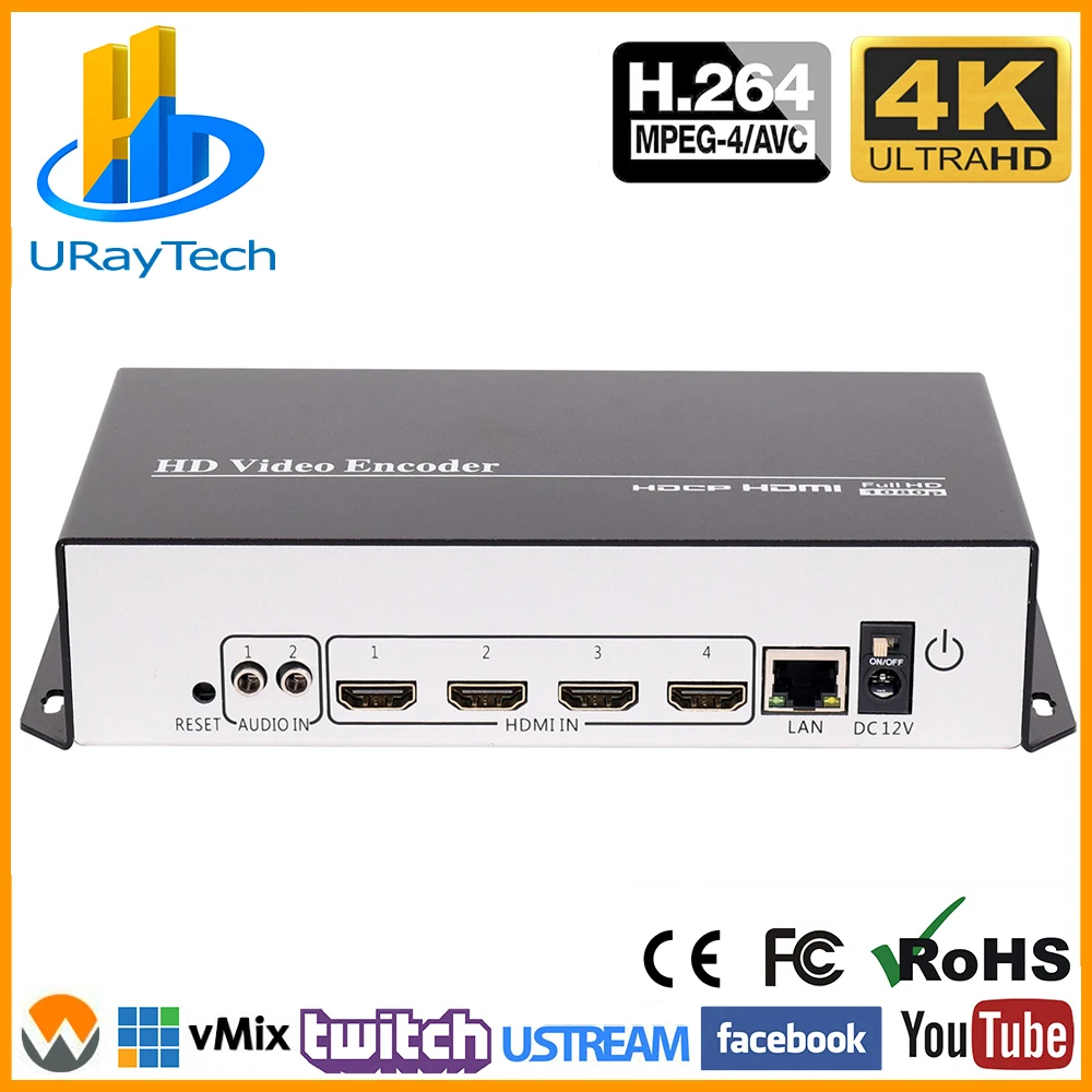 

MPEG4 H.264 4 Channels 4K HDMI to IP Video Encoder IPTV 1080P 1080i Live Streaming Broadcast Encoder with RTSP HLS UDP RTP RTMP