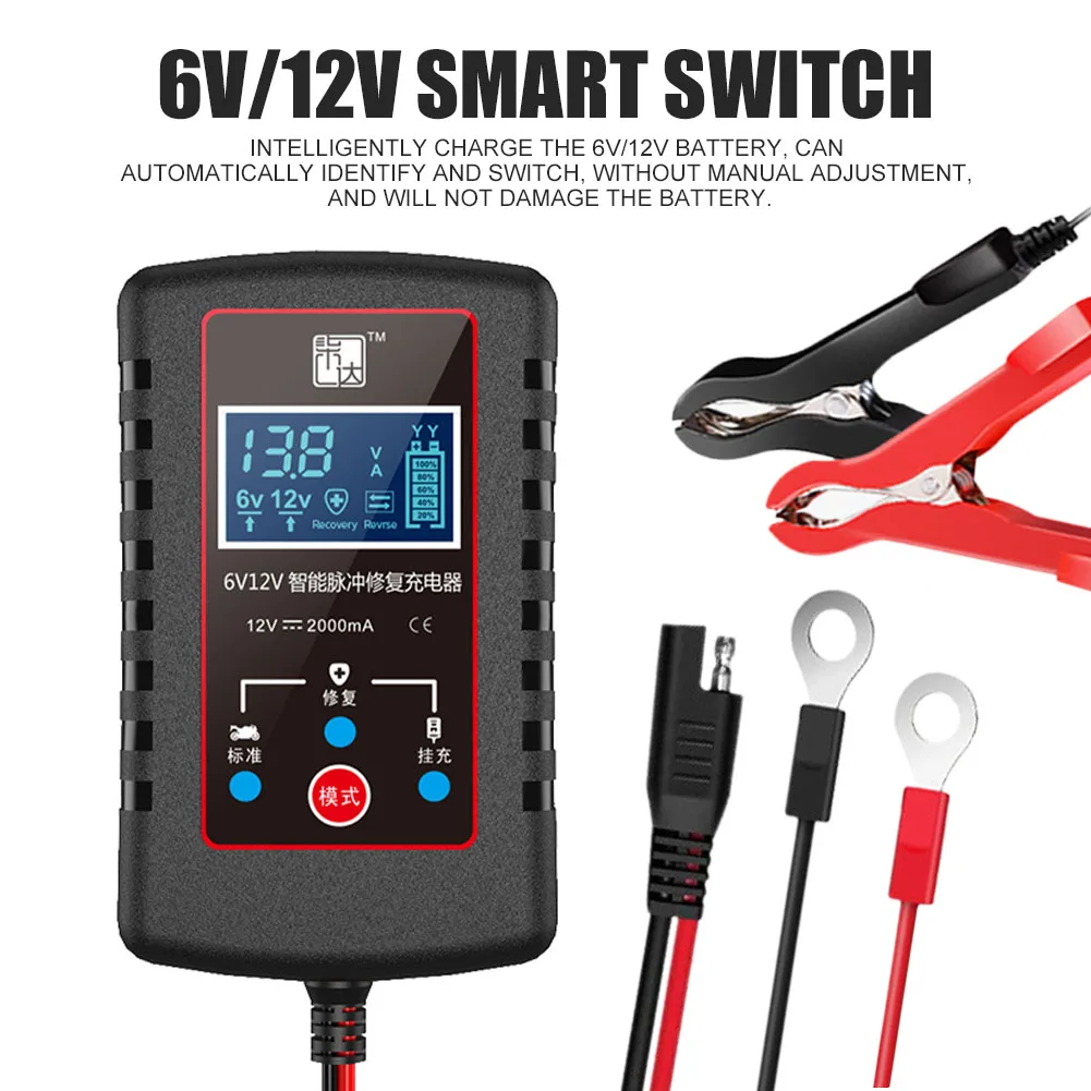 Car Battery Charger 6V/12V 20A Full Automatic Pulse Repair Charger Intelligent Charging with LCD Display for Lead Acid Battery
Car Battery Charger 6V/12V 20A Full Automatic Pulse Repair Charger Intelligent Charging with LCD Display for Lead Acid Battery