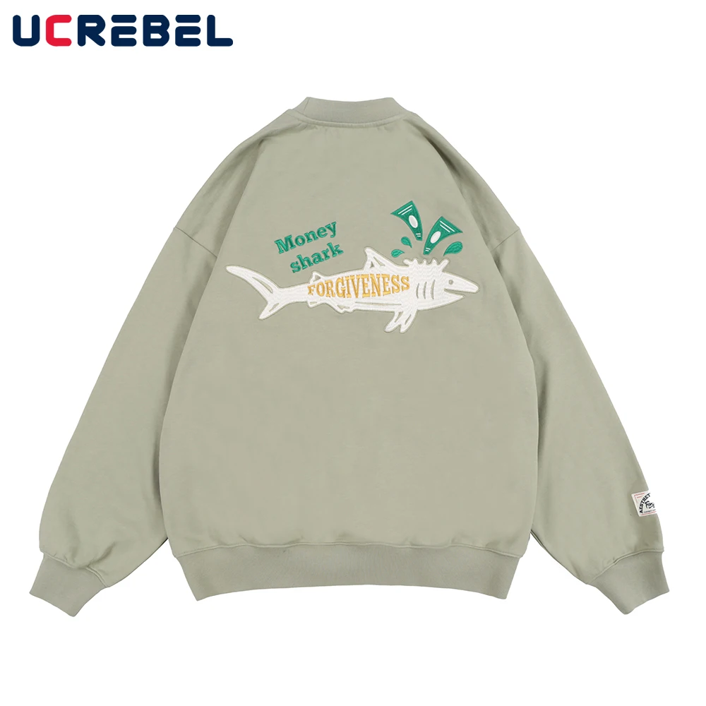 Shark Long Sleeve Sweatshirts Mens Autumn Winter Streetwear Back Embroidery Casual Round Neck Pocket Loose Top Men
Shark Long Sleeve Sweatshirts Mens Autumn Winter Streetwear Back Embroidery Casual Round Neck Pocket Loose Top Men