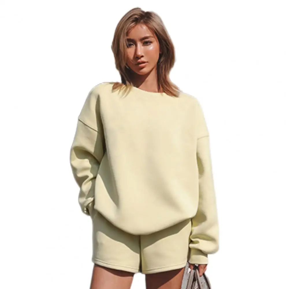 2022 Set Tracksuit Womens Two Peice Sets Solid Color Short Pants Long Sleeve Elastic Waist Loose Autumn Sweatshirt Shorts Suit
2022 Set Tracksuit Womens Two Peice Sets Solid Color Short Pants Long Sleeve Elastic Waist Loose Autumn Sweatshirt Shorts Suit